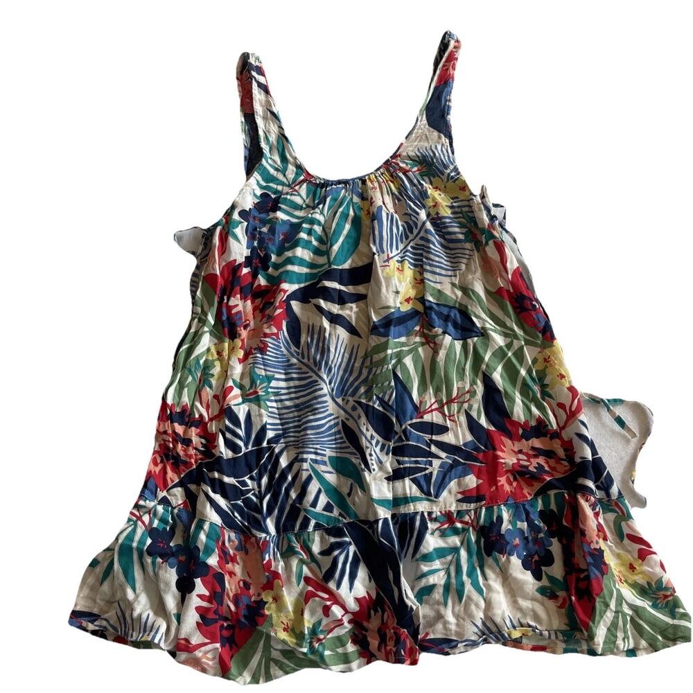 Roxy Women M Tropical Side lace up Shadow Play Mini Dress Sleeveless Babydoll